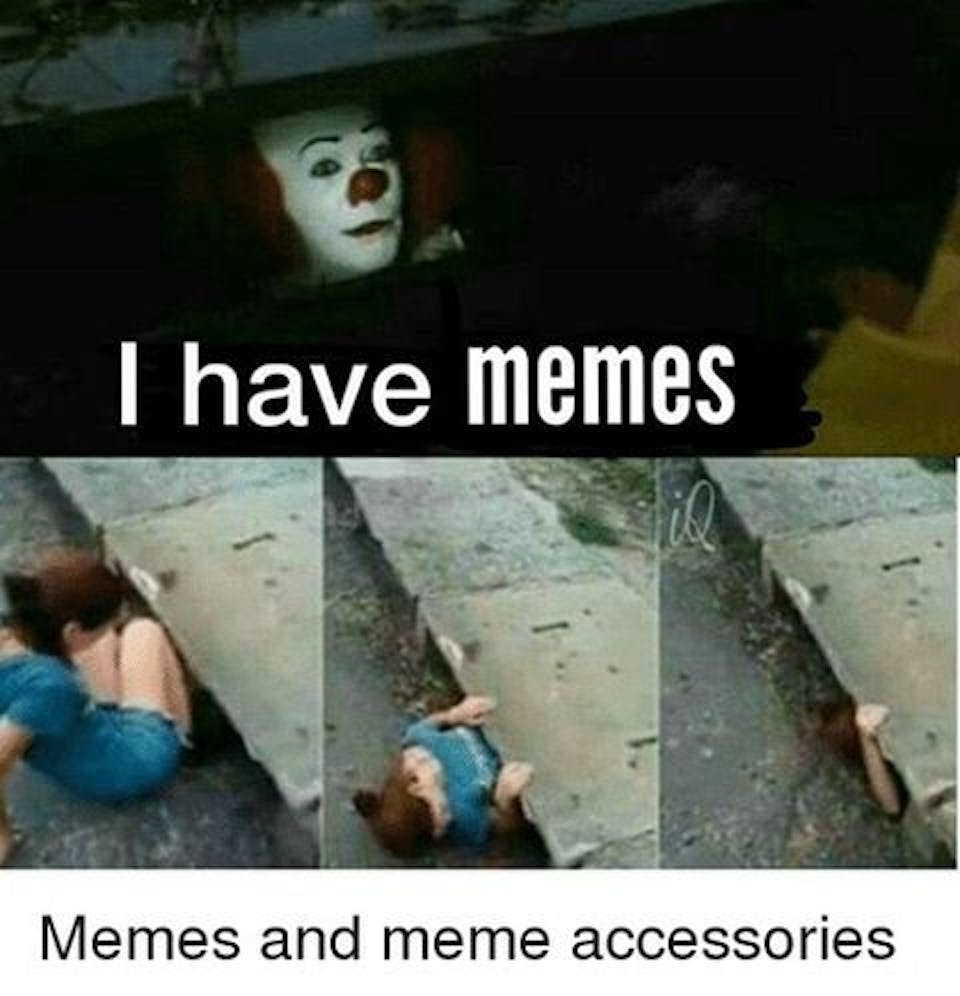 1 down the rabbit hole or manhole as it were - pennywise free v bucks meme