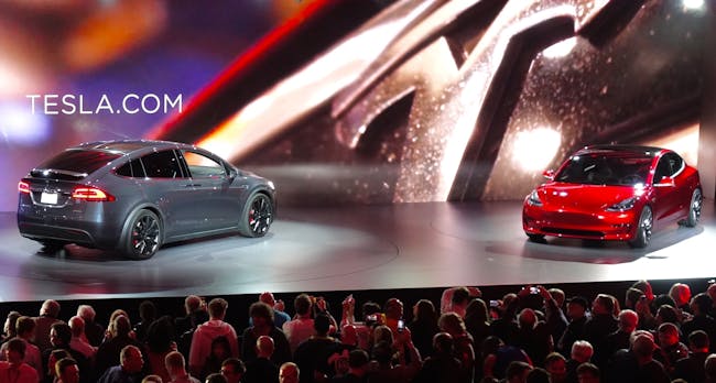 Tesla Model X and Model 3 at the unveiling event