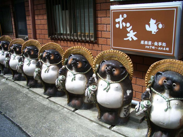 japanese tanuki raccoon dog statue