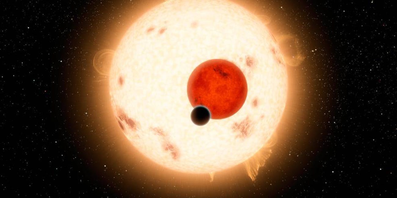Artist's rendering of the exomoon orbiting around a gas giant Jupiter-like planet.