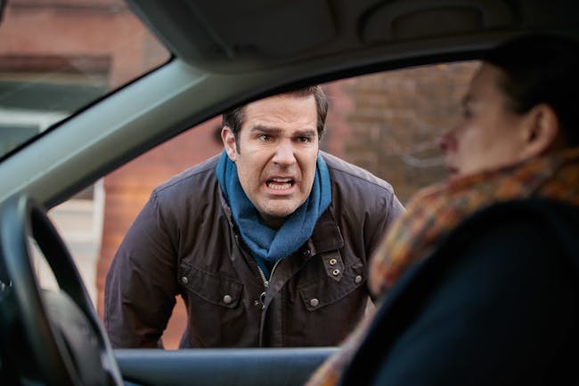 Rob has an awkward conversation with a fellow parent in 'Catastrophe' Season 3