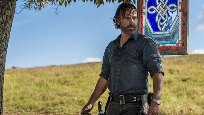 Rick at the end of 'The Walking Dead' Season 8 when he chose to spare Negan's life.