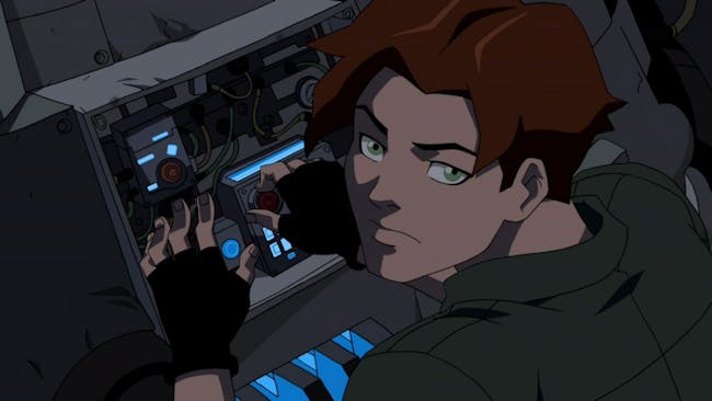 Bart Allen in 2056 tinkering with his time machine on 'Young Justice'.