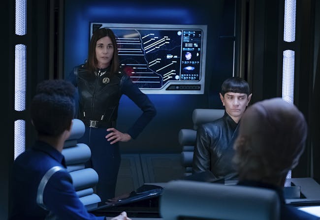 Admiral Cornwell and Sarek talk strategy.
