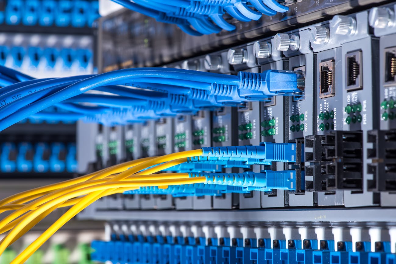 Fiber optic cabling in action.