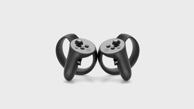 An image depicts the Touch controller designed to work with the Oculus Rift virtual reality headset.