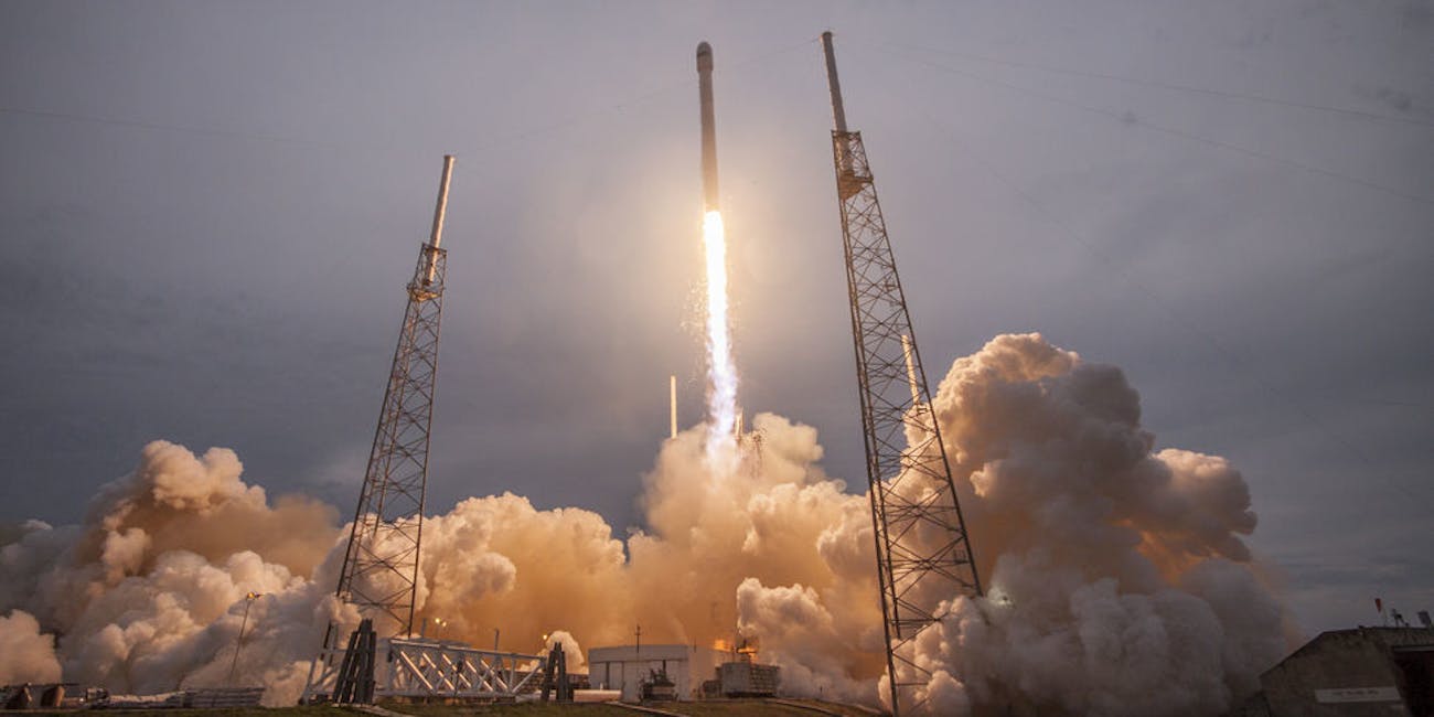 The Falcon 9 launches.