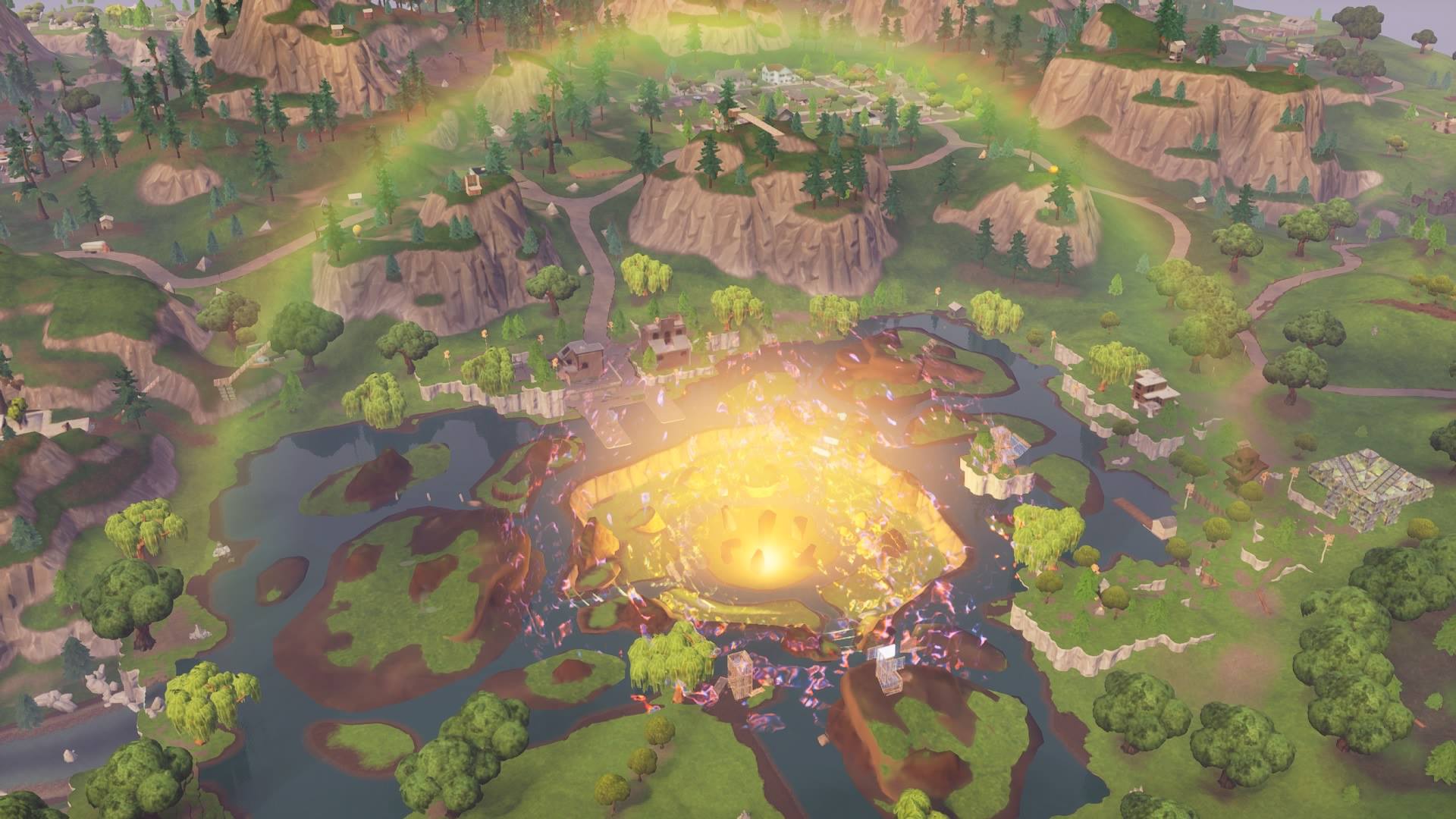 fortnite new leaky lake an otherworldly in game event changed the map inverse - end of fortnite rainbow