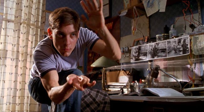 Tobey Maguire's version of Peter Parker developed organic web shooters.