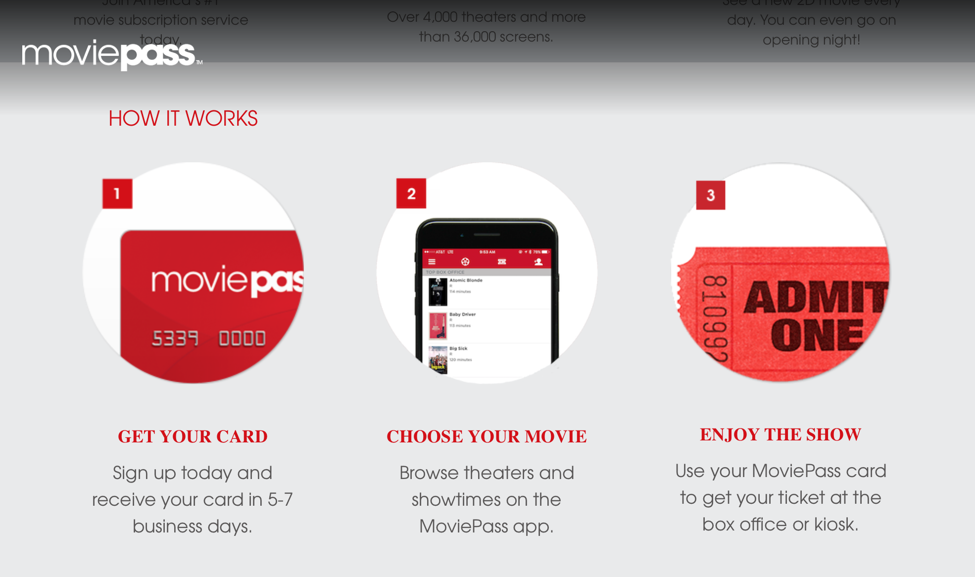 Choose days. Enjoy Pass. MOVIEPASS Returns: how to sign up, pricing details.