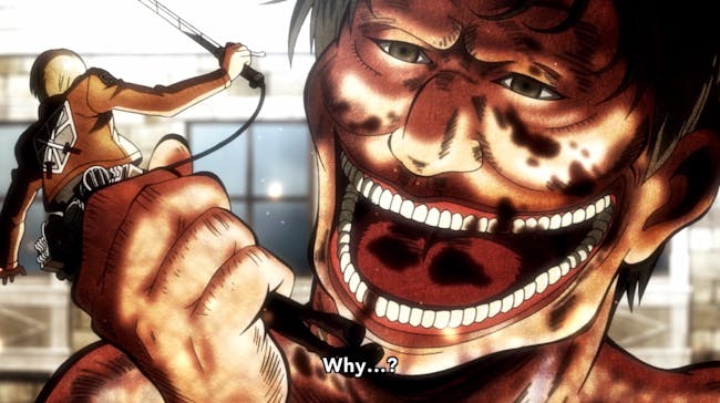 A Titan successfully eats a soldier.