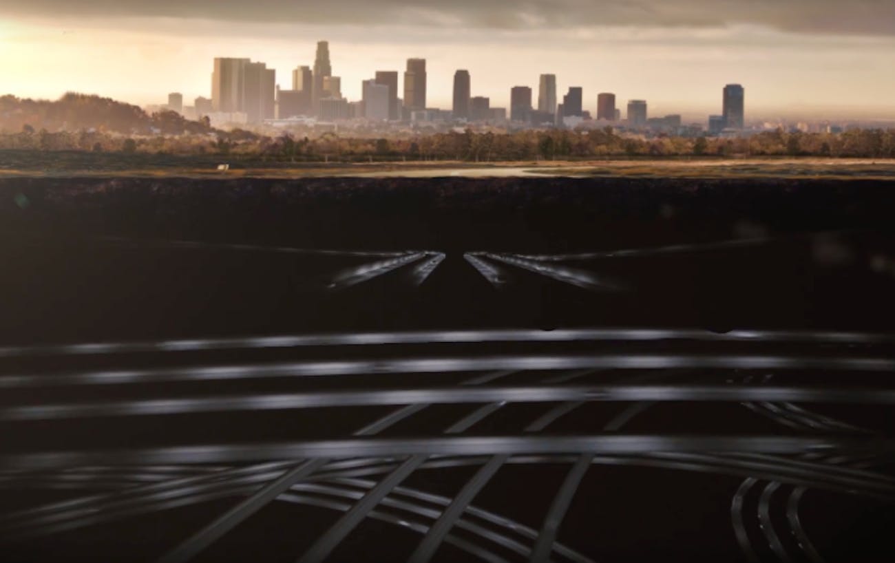 An illustration via The Boring Company imagines a system of tunnels running underneath cities like L.A.