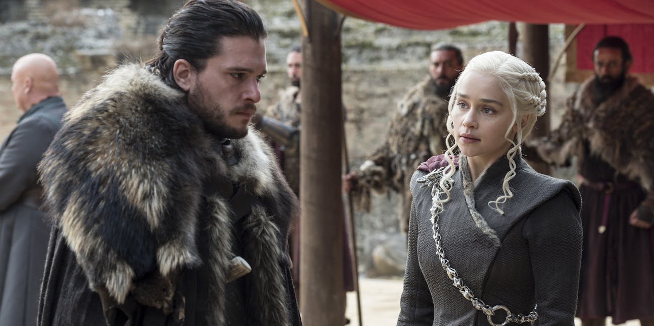 Kit Harington and Emilia Clarke as Jon and Daenerys in 'Game of Thrones' Season 7