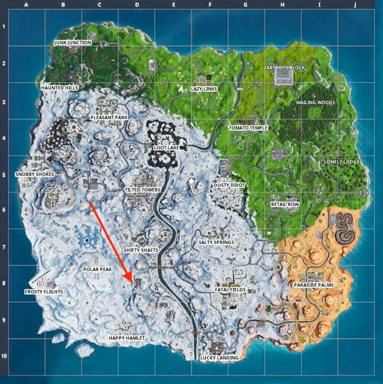 F!   ortnite Week 9 Secret Battle Star Location Map Video And Guide - fortnite week 9 snowfall map