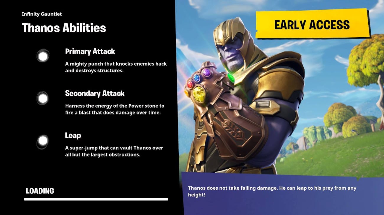 thanos s abilities in fortnite are pretty straightforward - infinity gauntlet game mode fortnite
