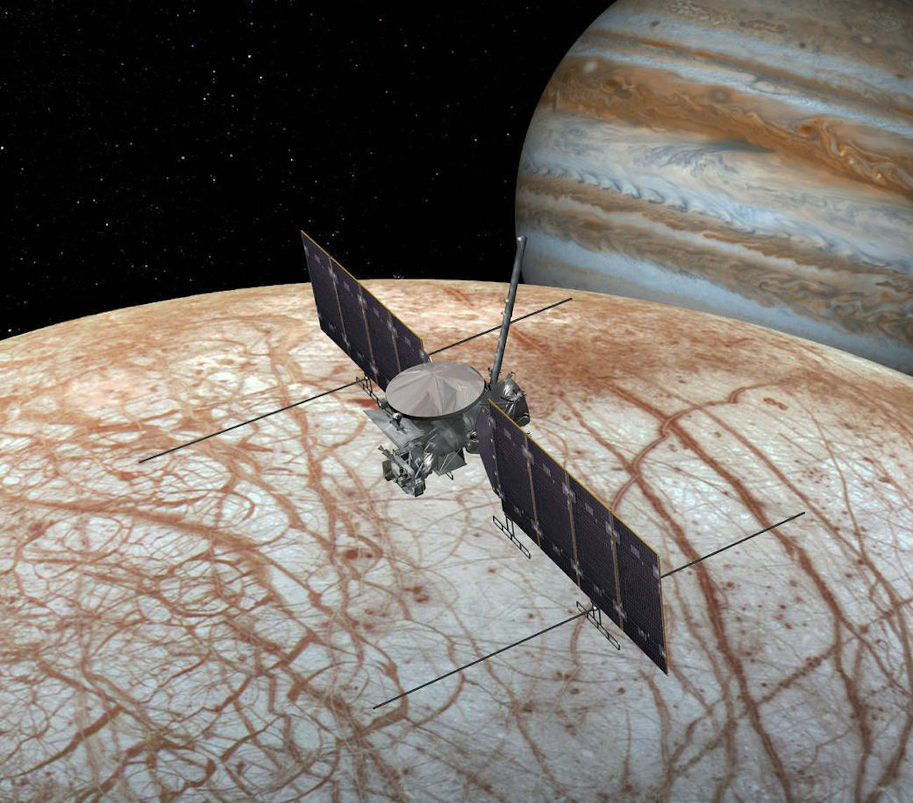 NASA found something interesting on Europa, it might find more with an unmanned probe, like the one depicted here.