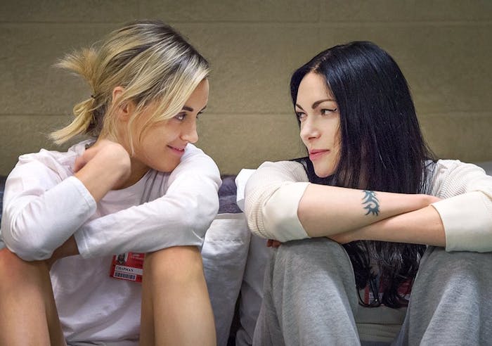 Taylor Schilling and Laura Prepon in 'Orange Is The New Black'