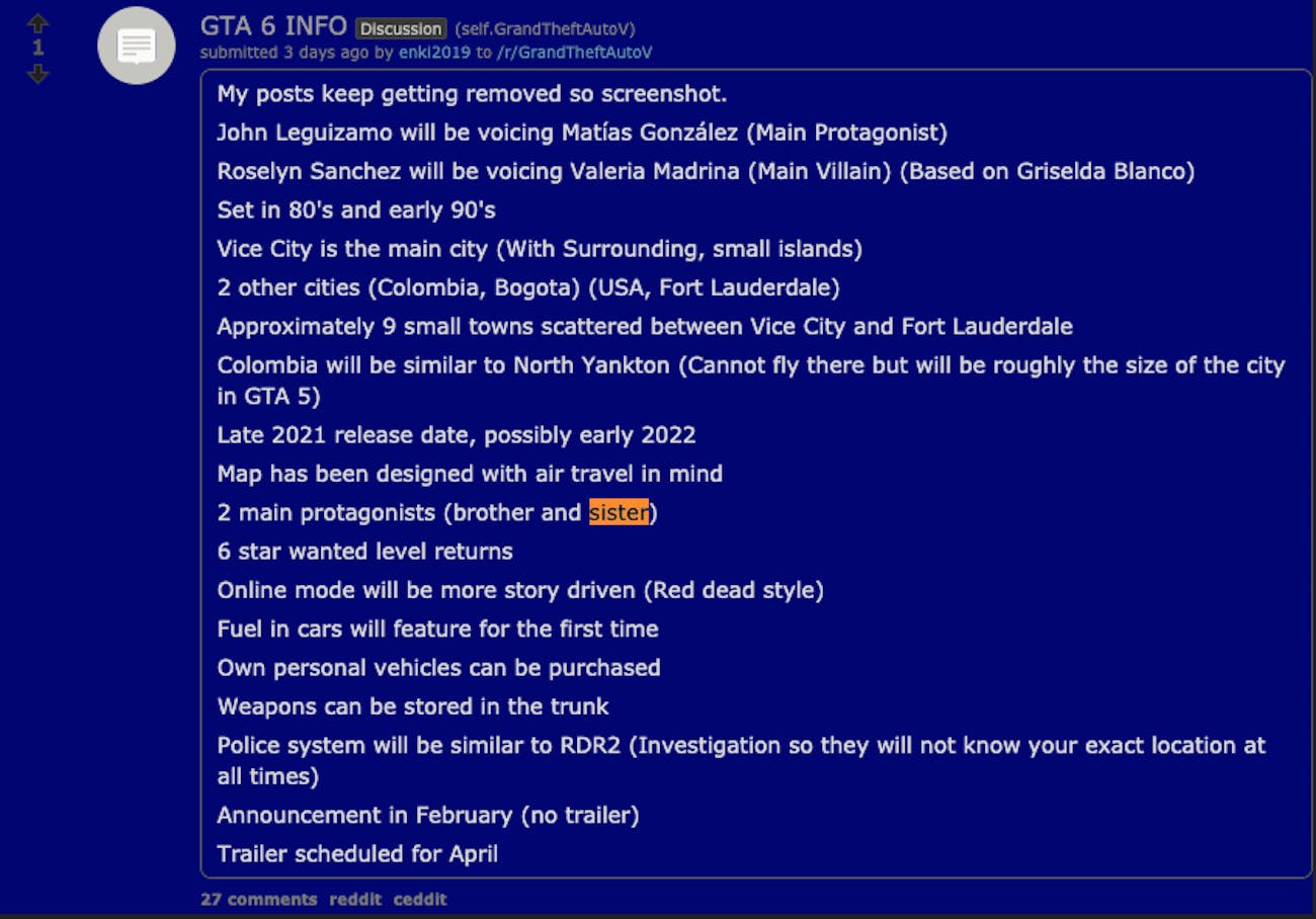 gta 6 rumor reddit