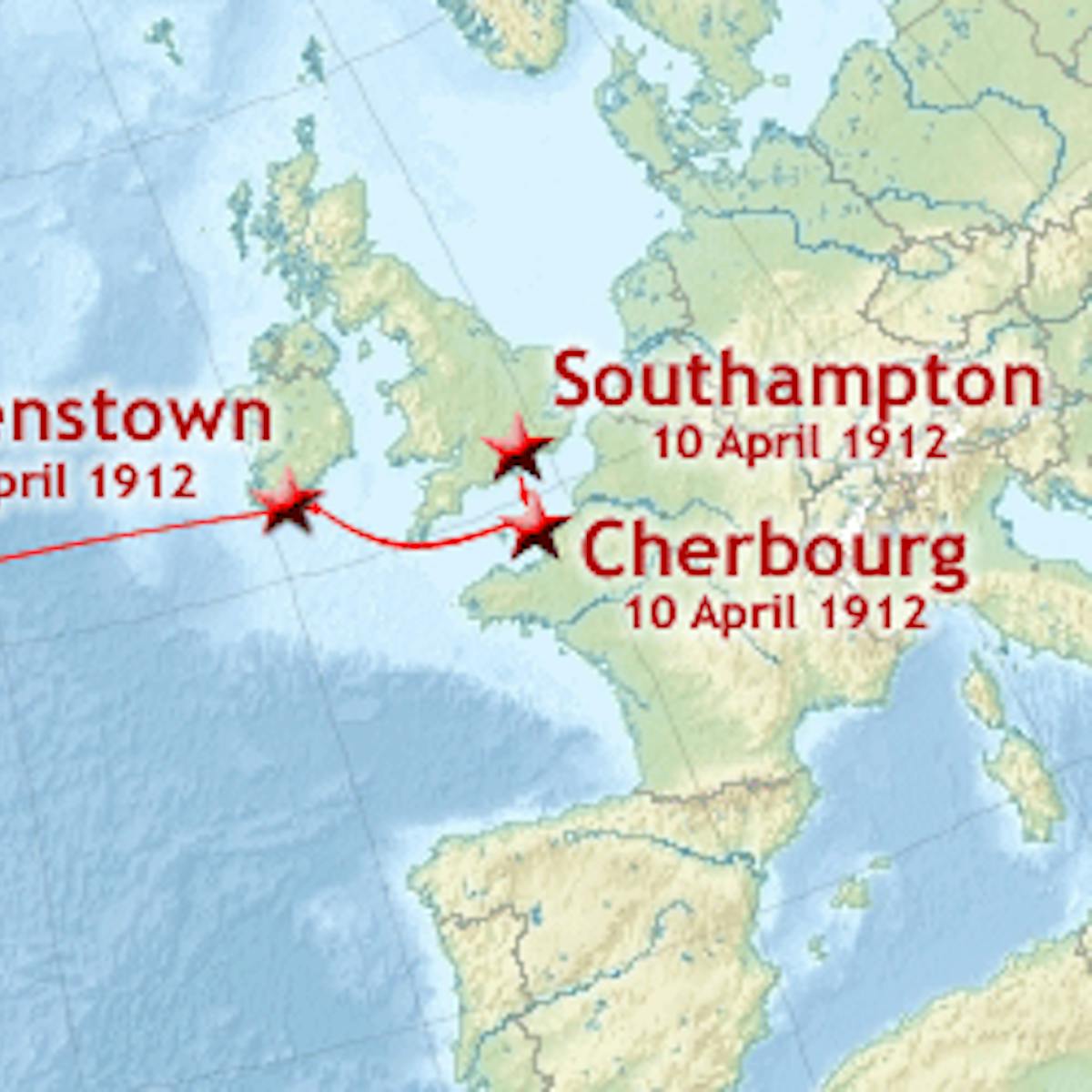 Titanic North Atlantic Ocean Map