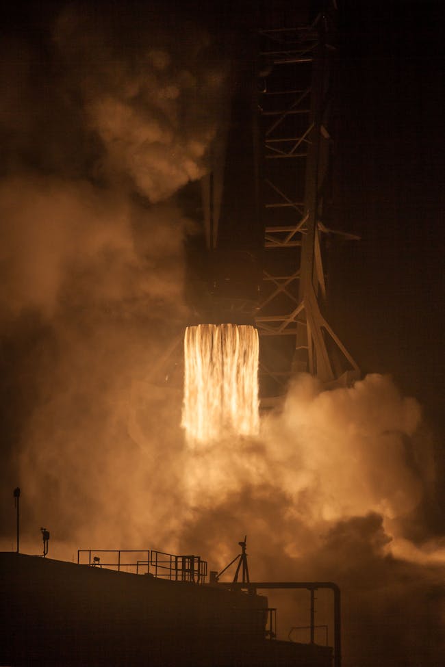 A close up shot of the rocket trail.