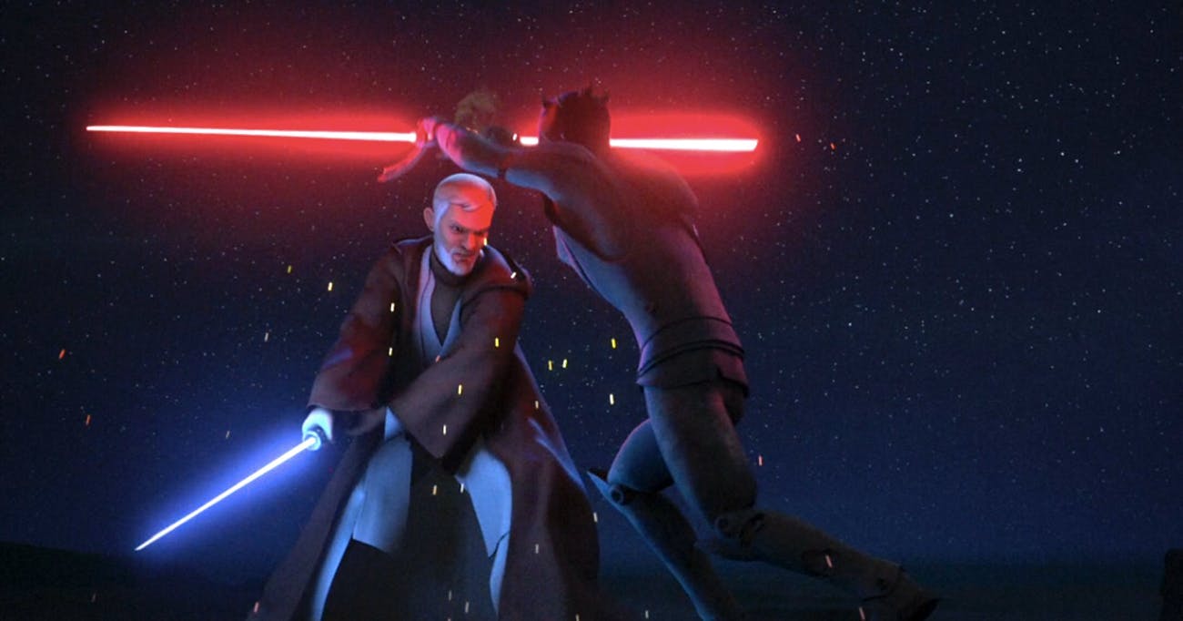 Obi-Wan finally kills Maul. But did he snatch that saber?