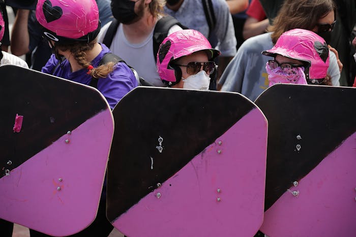 masked protesters