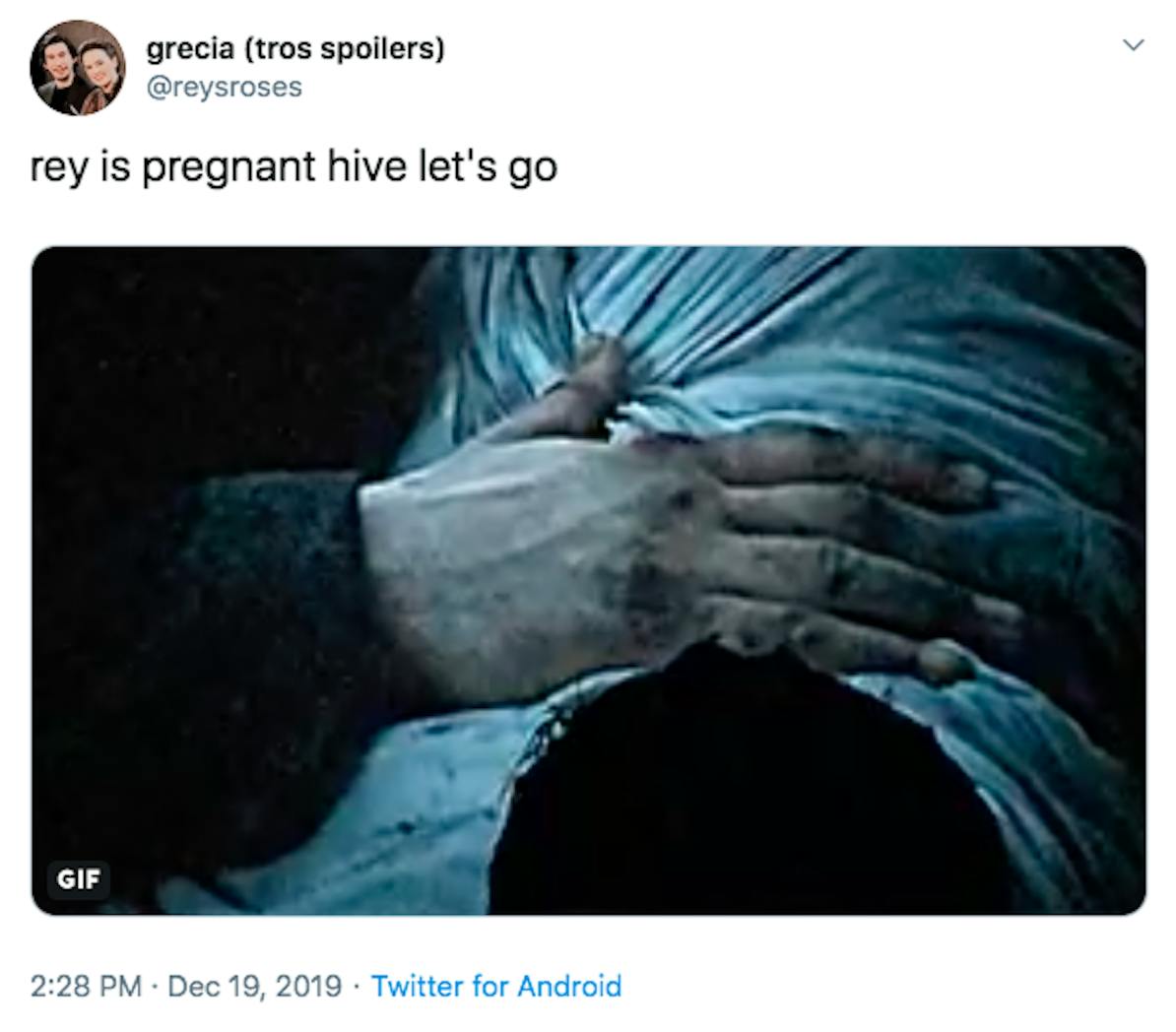 Rey pregnant Star Wars The Rise of Skywalker