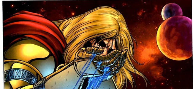 Thor gouges his own eyes out, seeking the wisdom of Odin.