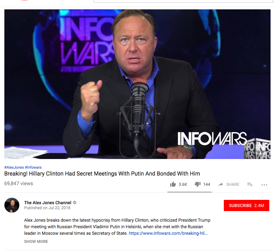 YouTube Removes Alex Jones Videos 4 Channels That Could Be Next Inverse   A Recent Alex Jones Video As It Appears On His Youtube Channel 