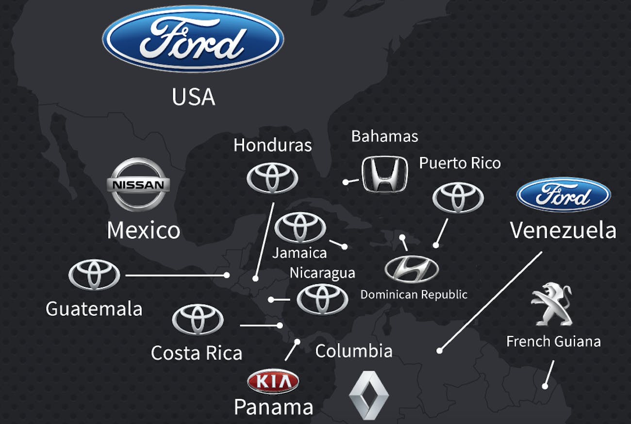 This Map Shows The Most Popular Car Brand In Every Country Inverse