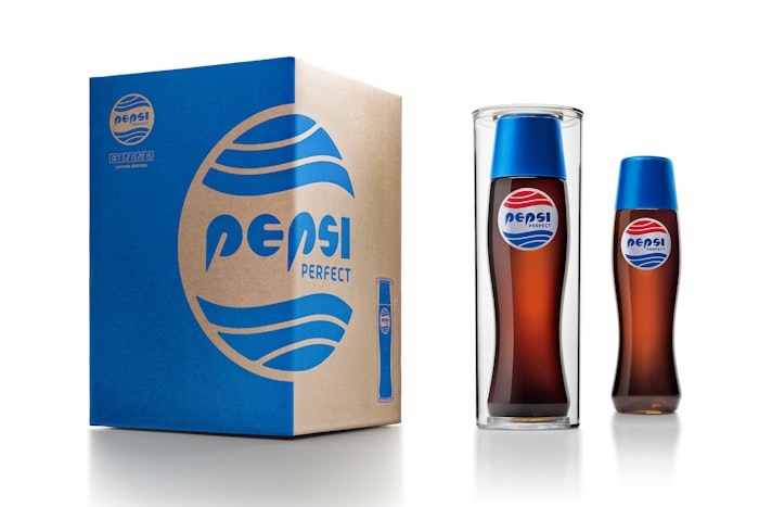The Pepsi Perfect design team had to modify the silhouette of the bottle because the movie version tapered too much along the side.