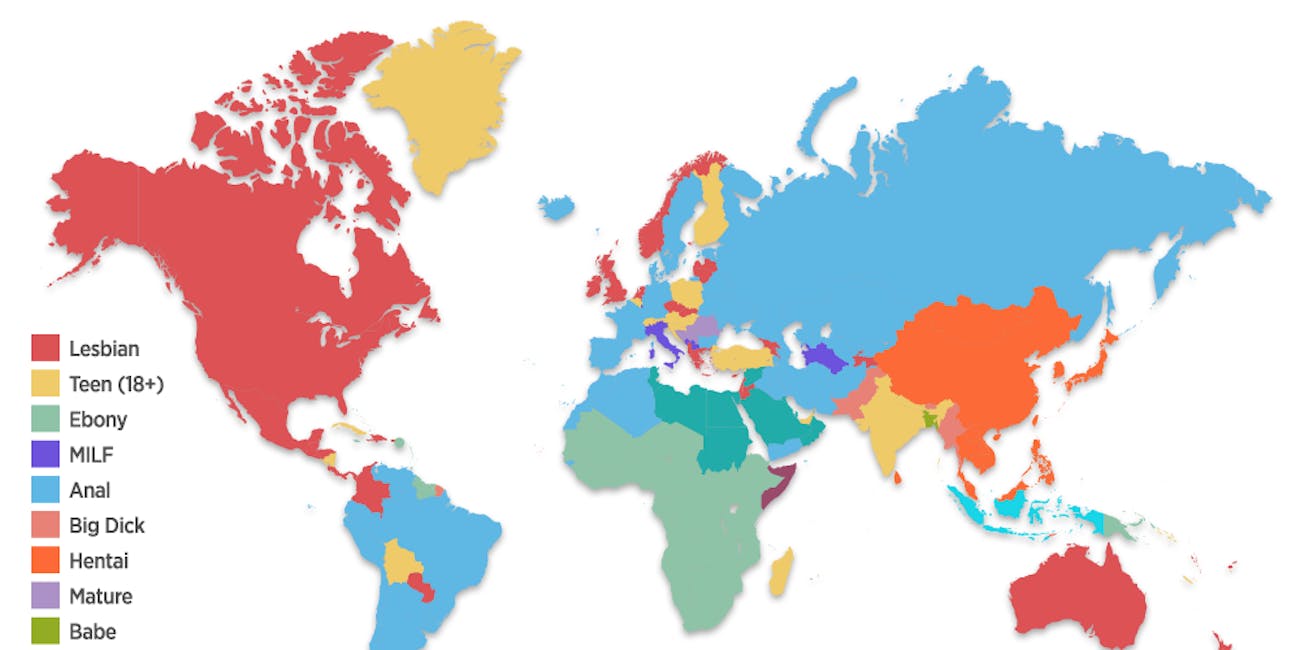 1300px x 650px - Pornhub Released a Detailed Map of the World's Porn ...