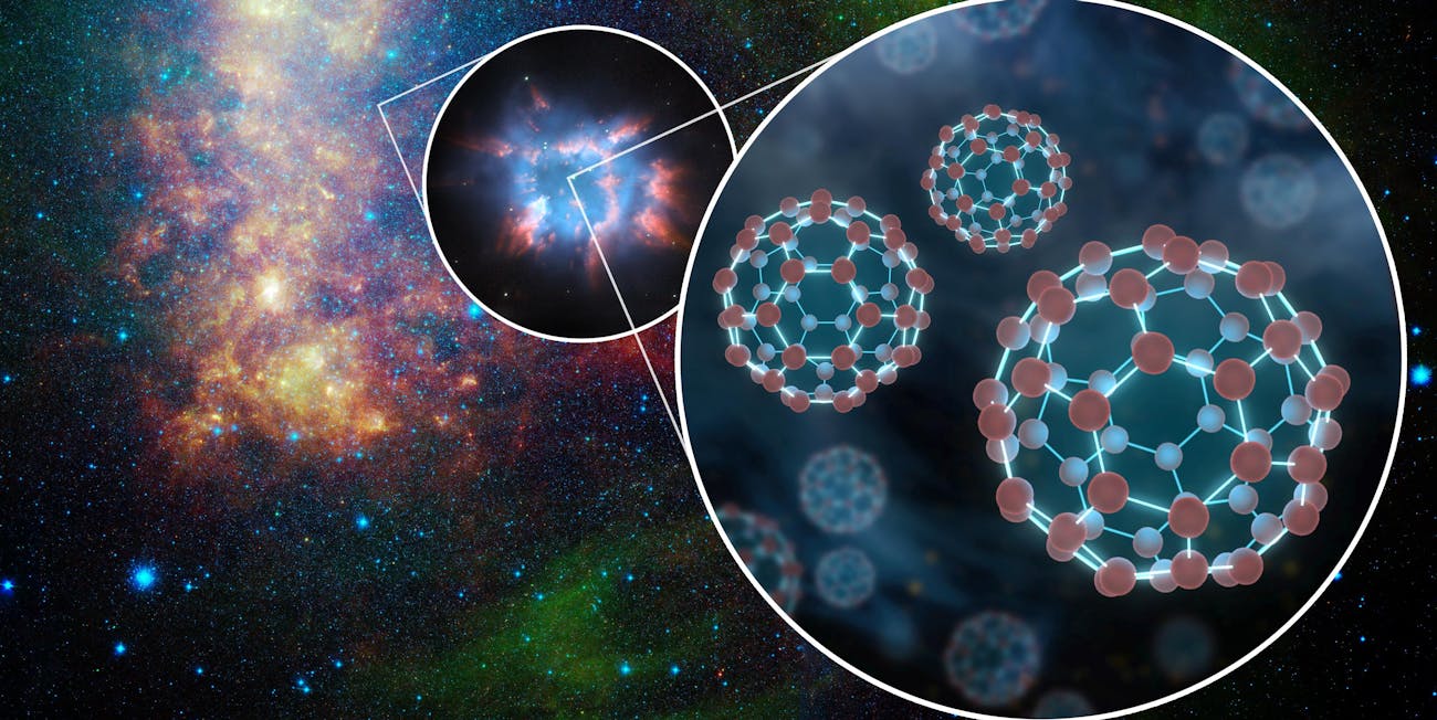Buckyballs, which consist of 60 carbon atoms arranged like soccer balls, were detected in space by Hubble in 2010. It was the first time an electrically charged (ionized) version has been found in the interstellar medium.