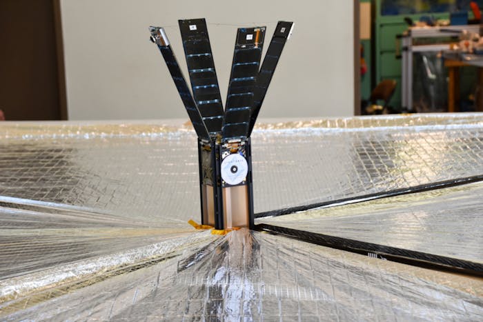 LightSail-2 unfurls its solar sails during testing.