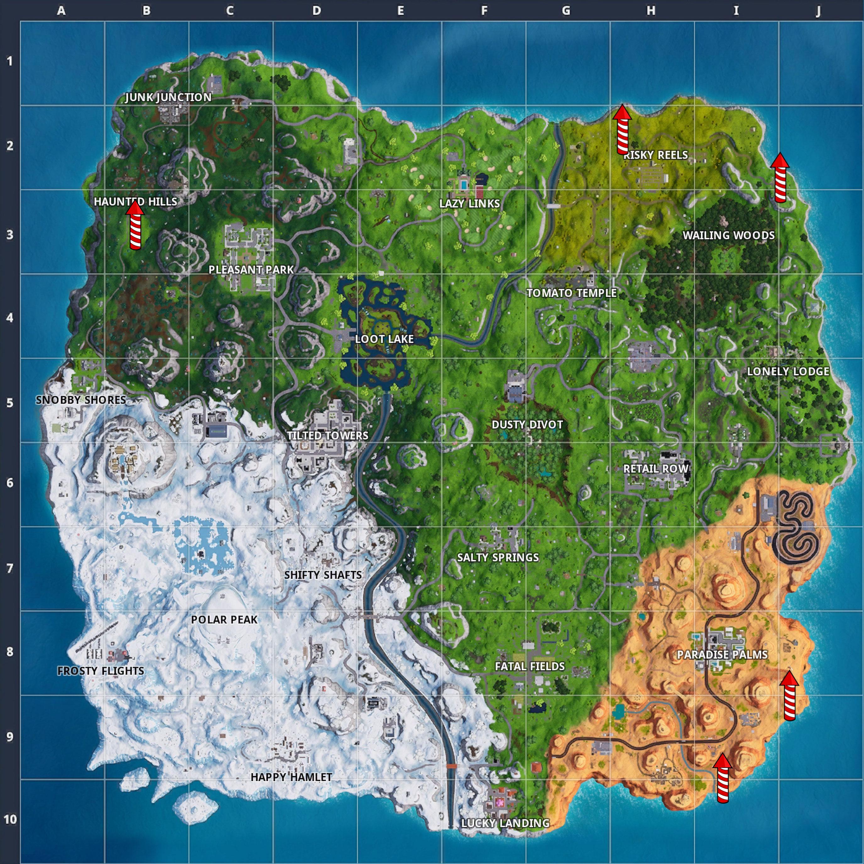 fortnite fireworks locations map for where to launch them in week 4 inverse - where are the ghosts in fortnite