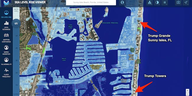 sunny isles trump sea level rise map