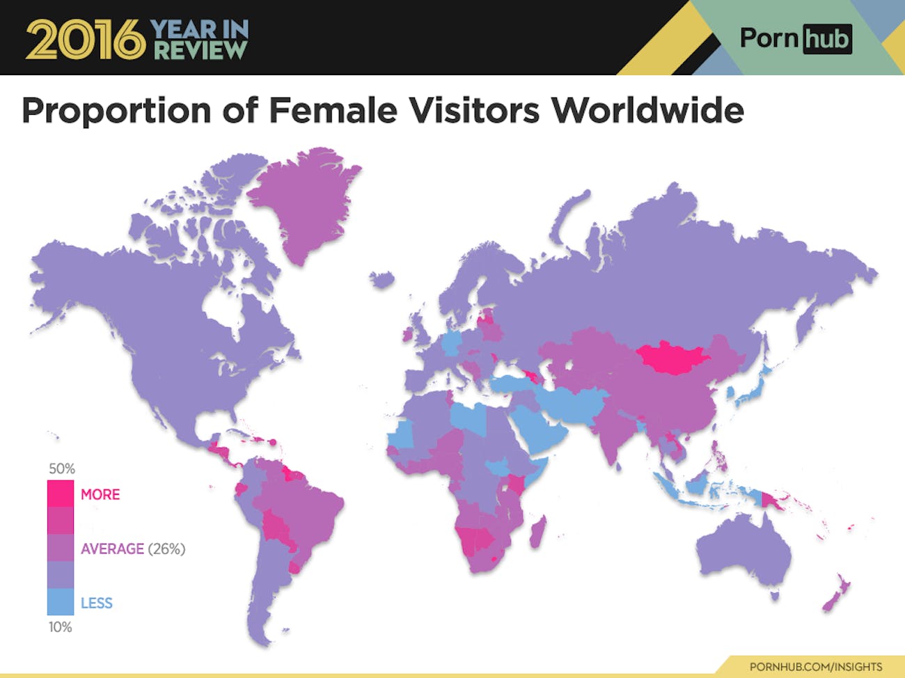 1300px x 974px - Pornhub Released a Detailed Map of the World's Porn ...