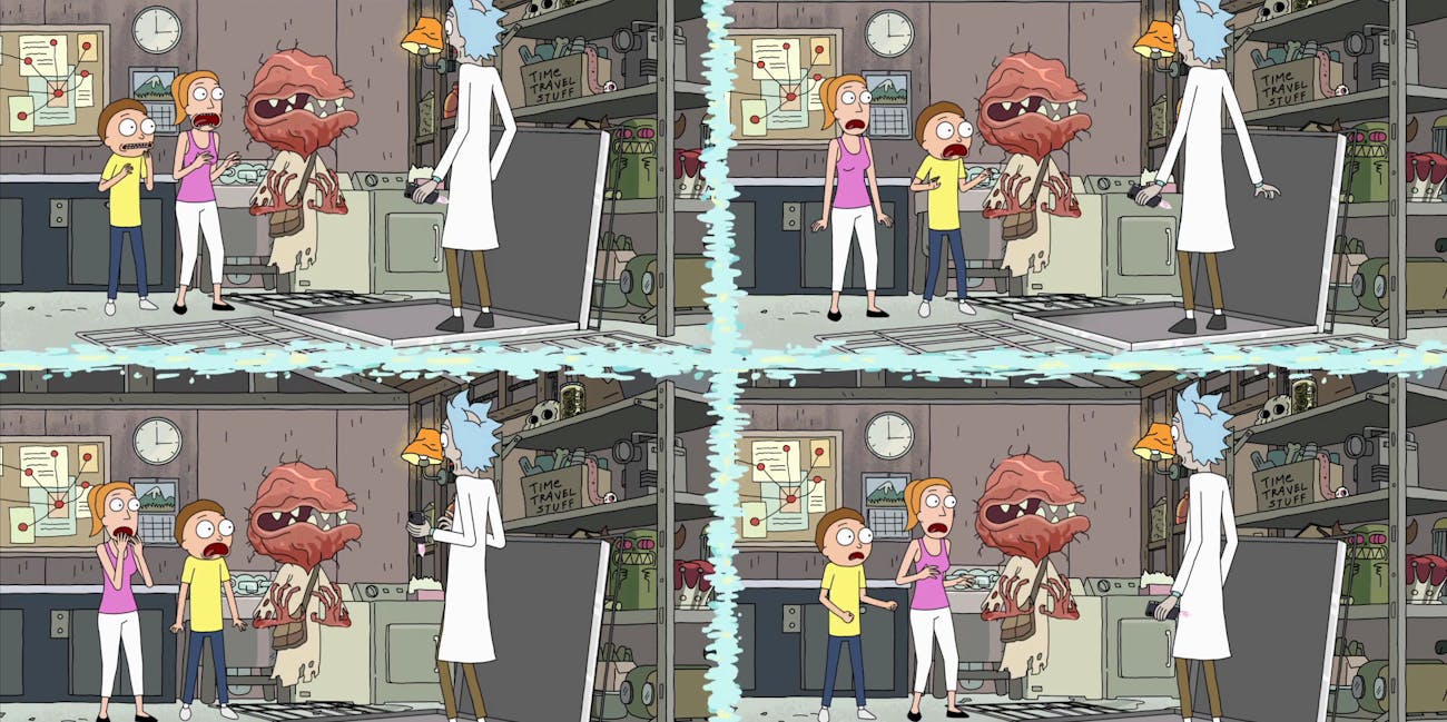 Morty and Summer's uncertainty splinters reality. This is what happens when you mess with time.