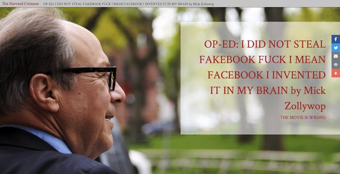 Mark Zuckerberg commencement speech Harvard Crimson hacked.