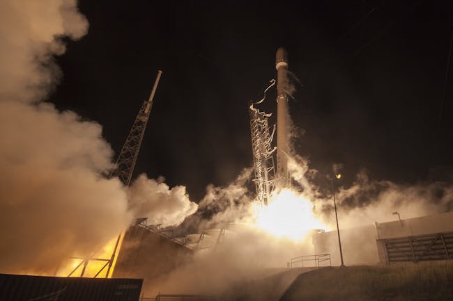 Space X launches a Falcon 9 rocket.