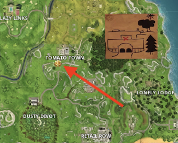 fortnite risky reels treasure map where to find the season 5 - dusty divot treasure map fortnite