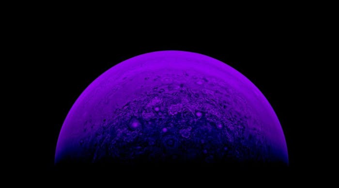 A view of Jupiter as seen by JunoCam.
