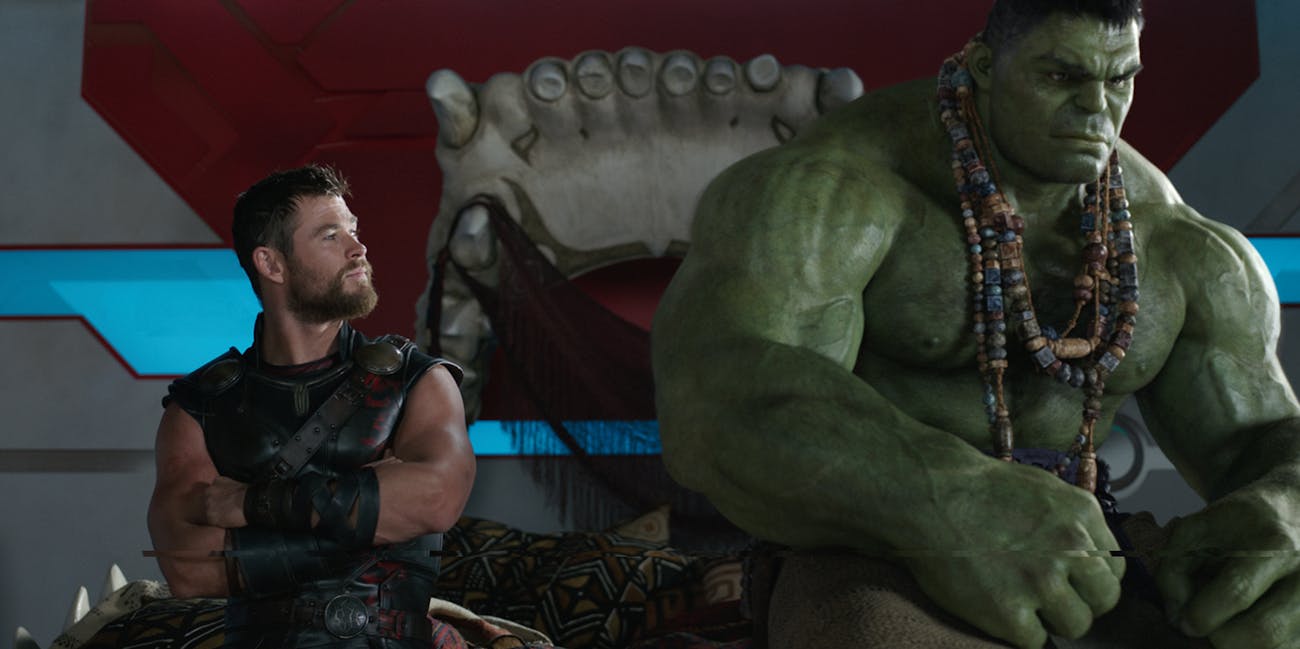 Thor and Hulk share a moment in 'Thor: Ragnarok'.