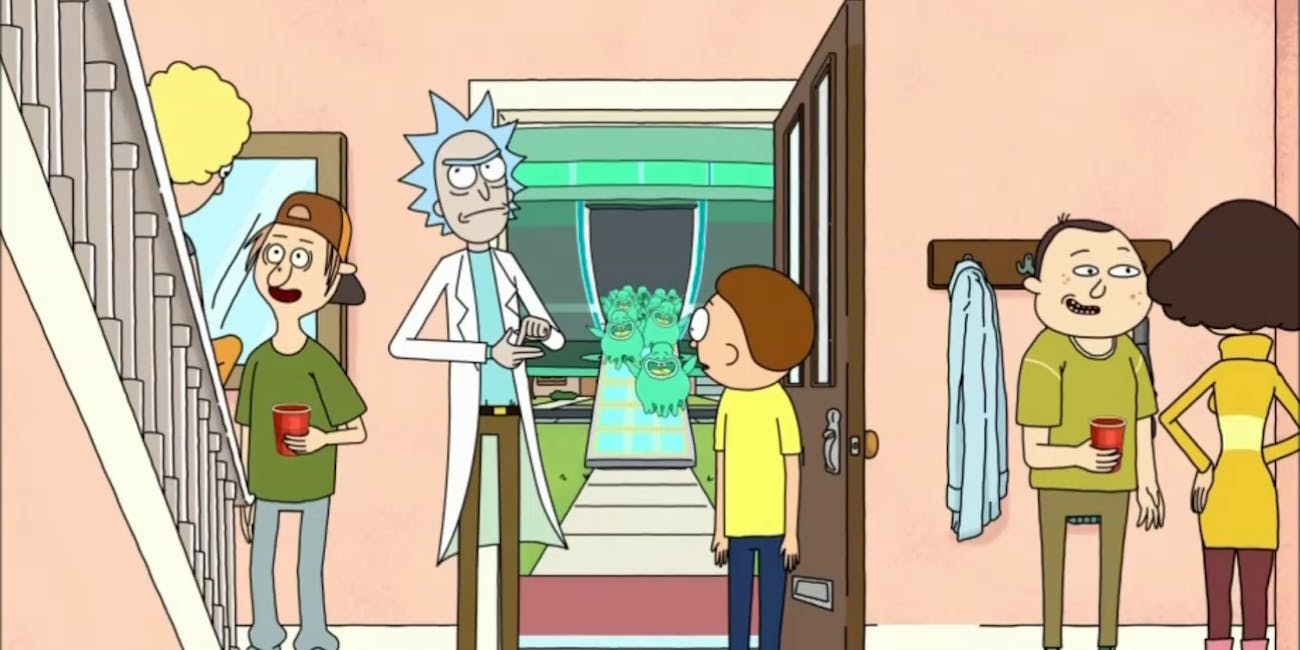 Rick, Morty, and Summer throw a party while Beth and Jerry go to a Titanic-themed amusement park.