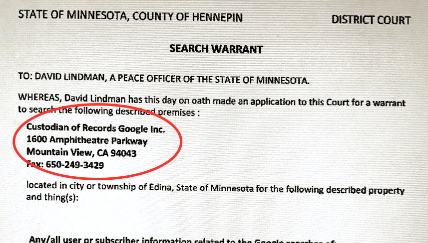 Minnesota Judge Says Google Warrant Applies to an Entire City Inverse