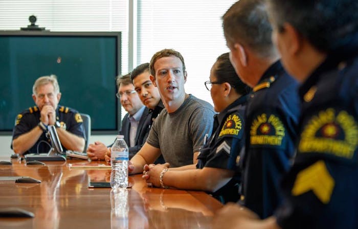 This is not Zuck in court on Tuesday. He was also in Dallas on his mission to meet with people in all 50 states this year.