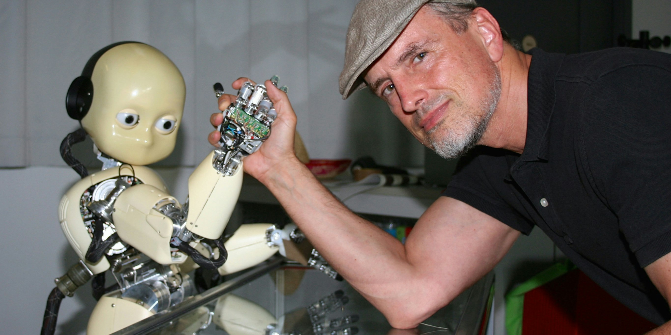 Schmidhuber with an android.