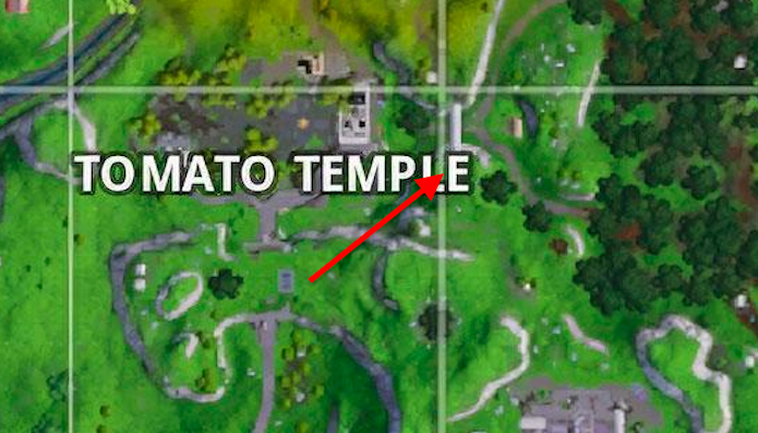 fortnite search between a giant rock man crowned tomato encircled tree inverse - fortnite week 5 map