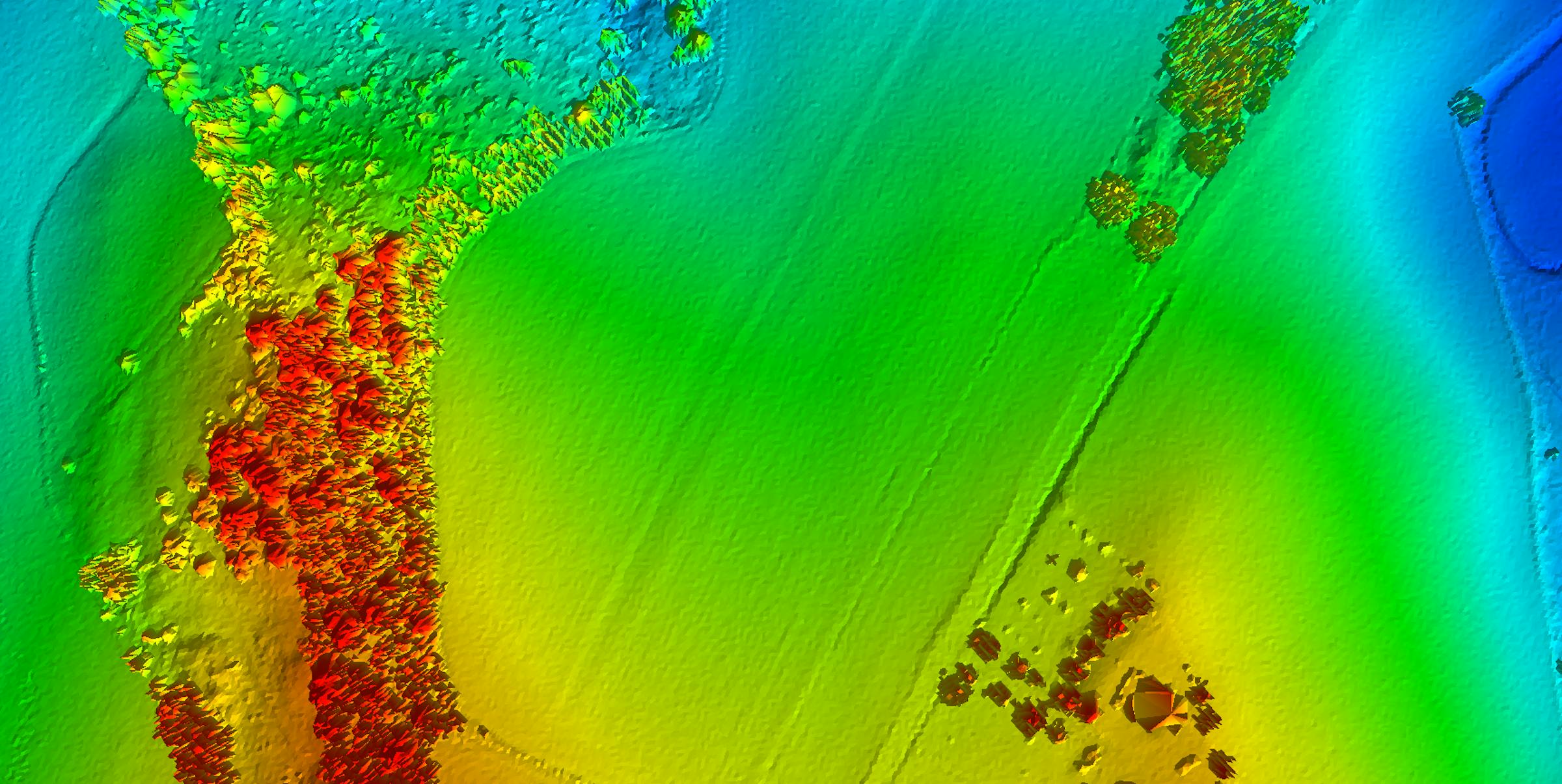 LIDAR bilde av Stevra med skog