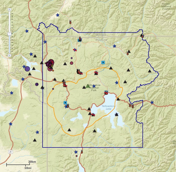 Yellowstone Volcano Blast Radius Map